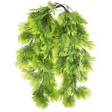 Imagem de CATTREE Vinhas artificiais penduradas, folhas de monstera tropicais falsas, folhas de plástico, folhas verdes, vegetação, samambaias de videira sintética, rattan para festa de casamento, Natal,