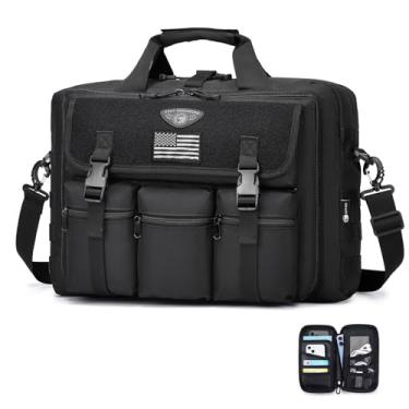 Imagem de Bolsa de laptop tática grande para homens, maleta militar de 17,3 polegadas para computador com carteira de passaporte, bolsa carteiro de mão