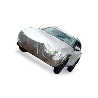 Imagem de VekAuto Capa frontal para metade do carro impermeável 210 x 110 cm ao ar livre meia capa para carro 210D tom prata acessórios automotivos