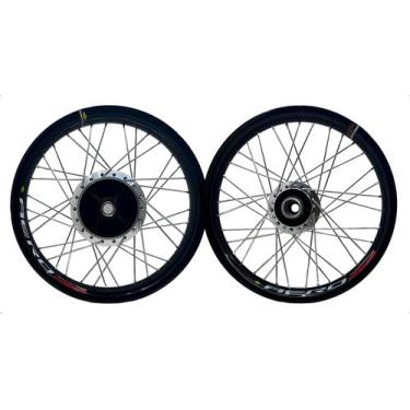 Imagem de Par Roda Aro Monaco Cubo Diamantado Titan 150 160 Disco Inox