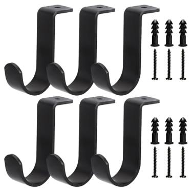 Imagem de YingEnter Suportes de varão de cortina para montagem no teto, suporte de varão de cortina para haste de 2,5 cm de diâmetro, conjunto de 6, preto