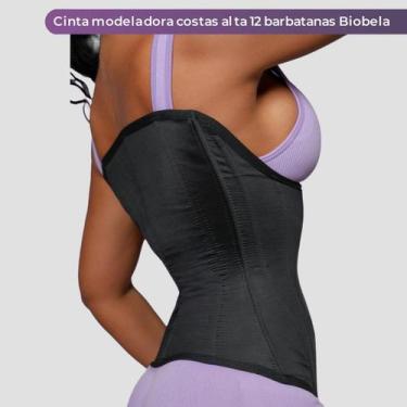 Imagem de Cinta Modeladora Longa 12 Barbatanas Costas Alta Biobela, M, Preto