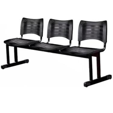 Imagem de Cadeira Longarina preta 3 Lugares Salão Escritório empresa - HENVIFER