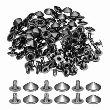 Imagem de PATIKIL Rebites de ponta de 10 mm, 100 conjuntos de tachas quadradas, rebites punk rápidos, decoração de artesanato em couro para pregos, roupas, cintos, bolsas, sapatos, preto
