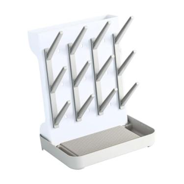 Imagem de menolana Rack de secagem de garrafas de bebê, rack de secagem de armazenamento, organizador de de 12 gancho, escorrinte de secador de limpeza de, Cinza