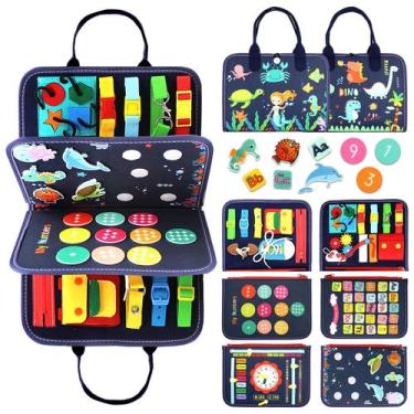 Imagem de Brinquedo educativo Montessori Busy Board Qizfun 1-4 anos azul