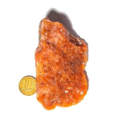 Imagem de 01 Calcita Laranja Bruto Esoterismo 100 a 150g 5 a 9cm TipoA - Cristai