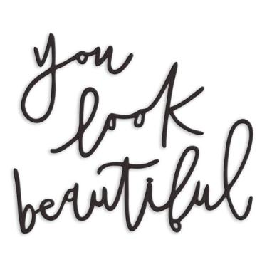 Imagem de Rajukit Decoração De Parede Metal You Look Beautiful - Placa Inspiradora Para Penteadeira E Banheiro Quarto Feminino