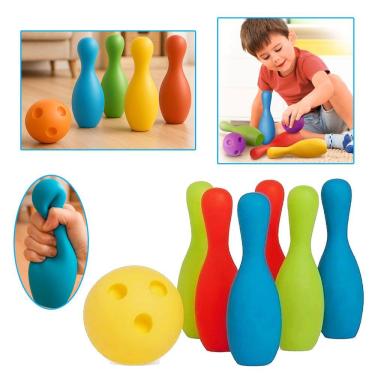 Imagem de Boliche Infantil Em Vinil Macio 6 Pinos E 2 Bolas Brinquedo