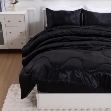 Imagem de Conjunto de edredom A Nice Night Satin Silky Soft Quilt Full/Queen