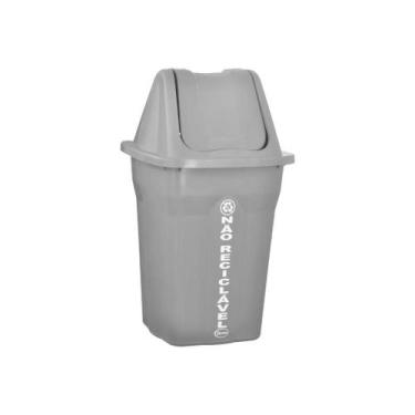 Imagem de Lixeira Com Tampa Basculante Lixo Não Reciclável 60L Cinza - Plásticos