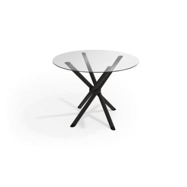 Imagem de Mesa p/ Cozinha Volga c/ Tampo de Vidro Redondo 95cm Preto - Kappesberg