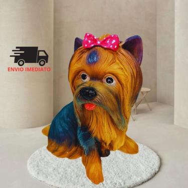 Imagem de Estatua Cachorro Cofre Yorkshire de Gesso Top Azul ou Rosa - Exaltação