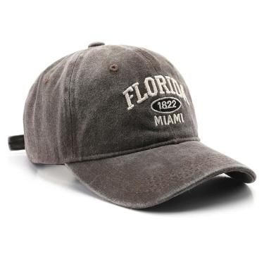 Imagem de Boné de beisebol vptmrp Florida Vintage de algodão envelhecido marrom