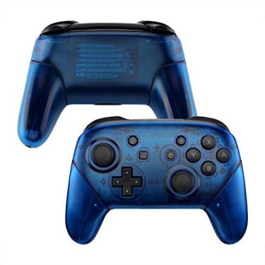Imagem de Alças de placa traseira para controle NS Switch Pro da eXtremeRate, capa de proteção de encaixe de reposição para NS Switch Pro – controle não incluído, Clear Blue