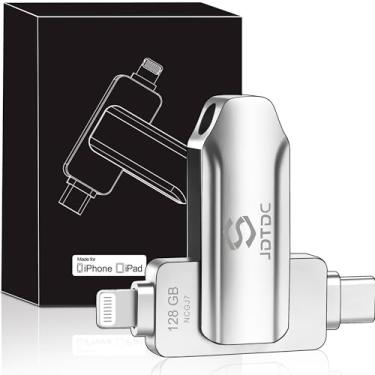 Imagem de Certificado MFi 128 GB Foto-Adesivo-Para iPhone-Flash-Drive Polegar para iPhone-Armazenamento Externo iPad Lightning USB C Android Photo Stick Memória para iPhone Apple-Foto Transfer-Dispositivos iPhone-iPhone-Backup-Stick