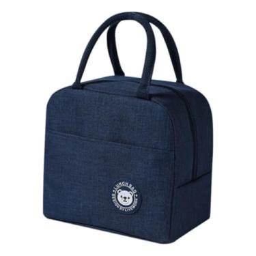Imagem de Bolsa Sacola Térmica Versátil Portátil Resistente e Elegante com Alça a Prova de Vazamentos Unissex Fitness Academia Trabalho Piquenique Caminhada Praia Acampamento Marmita Lancheira Quente (Azul)