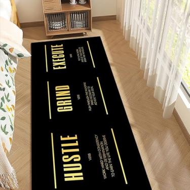 Imagem de GBUIYU Tapete preto dourado Hustle Grind Execute para decoração de quarto masculino, citações inspiradoras, tapetes para academia, escritório, tapetes descolados para meninos, adolescentes, sala de