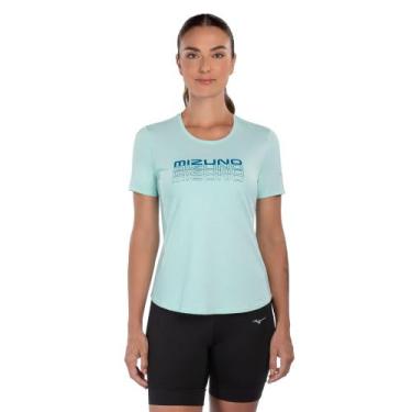 Imagem de Camiseta de Corrida Feminina Mizuno Focus Stamp, Azul, G