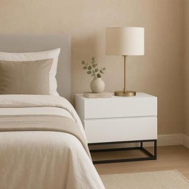 Imagem de Mesa De Cabeceira Industrial 60cm Base Preto Pé De Ferro - LCN Móveis,