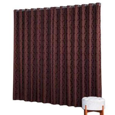 Imagem de Cortina Jacquard Tecido Grosso com Desenho 4,00M x 2,70M para Porta Sala ou Quarto Liso (MARROM)