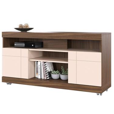 Imagem de Rack Bancada Para Tv Até 55" 136cm Nogueira Real/Off White