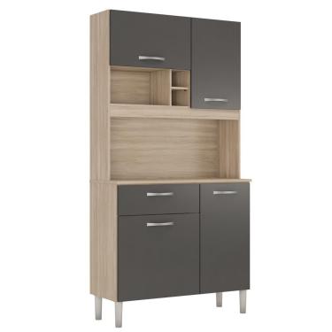 Imagem de Kit Cozinha Compacta Malta D02 4 Portas 1 Gaveta em MDF 91cm Avena Grafite para Ambient...