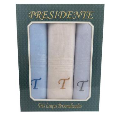 Imagem de Lenços Com Letras Presidente De Bolso 41cm 100 Algodão 3 Unidades, T