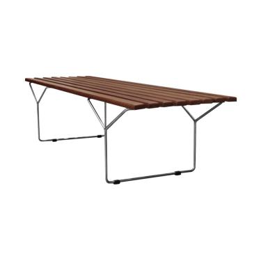 Imagem de Banco Bertoia Ripado Em Madeira Imbuia Base Inox Cor Marrom