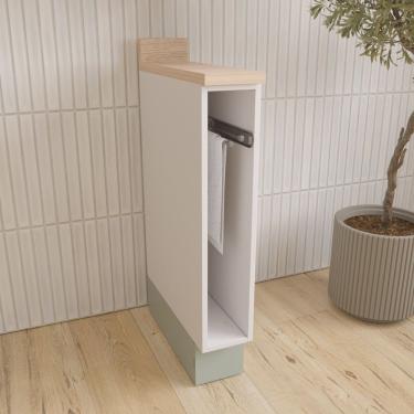 Imagem de Balcão Toalheiro 15cm Arizona Cabecasa Madeiramadeira Branco/menta