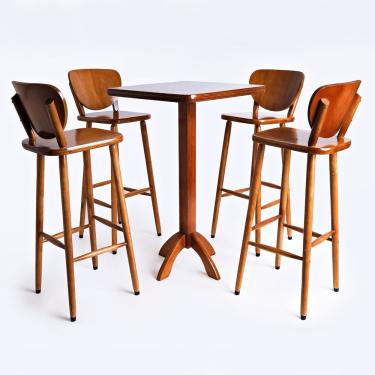 Imagem de Conjunto Bistrô Mesa Quad Alta 4 Banquetas Mad Imbuia - Vivaligna
