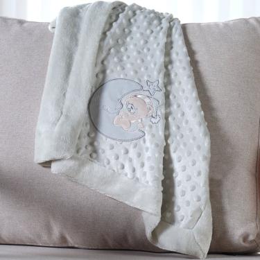 Imagem de Manta Bebê Dots Camada Dupla De Plush 100x70 Com Bordado