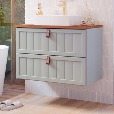 Imagem de Gabinete Suspenso Para Banheiro Com Cuba Ketlyn Espresso Móveis Pistache