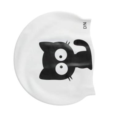 Imagem de 2PCs Unissex Cartoon Silicon Natação, Capacetes de Natação de Padrões Engraçados para Meninos e Meninas, Protege Cabelos e Orelhas, Consumo águas Abertas para Piscina (Gato)