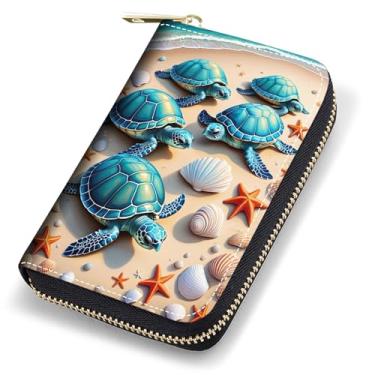 Imagem de stmedazm Porta-cartões de crédito para mulheres, carteira pequena de couro com bloqueio de RFID, carteira sanfonada com zíper, bandeira mexicana, totem asteca maia, Estojos de cartão stm-171