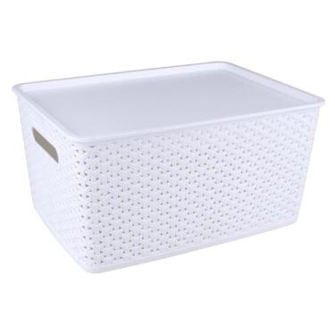 Imagem de Cesto Organizador 15L Rattan Plasnorthon 1560 Branco, Branco