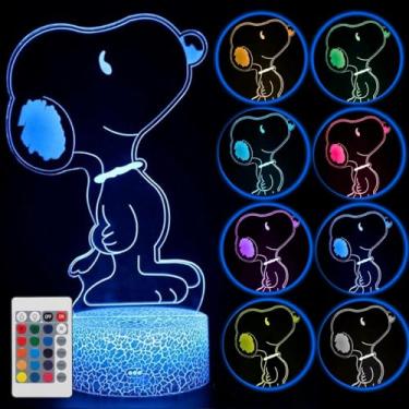 Imagem de YARRD Lâmpada LED infantil para quarto com controle remoto – Luz noturna para cães com ilusão 3D, luminária de mesa USB com base ABS, luz noturna que muda de cor, 16 cores, painel acrílico, luminária