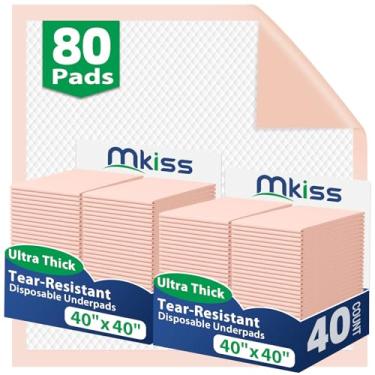 Imagem de MKISS Protetores De Cama Resistentes 40" X (80 Unidades), Descartáveis Superabsorventes Para Incontinência, Mancais Extragrandes E Grossos Adultos, Crianças, Bebês Animais Estimação Idosos