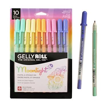 Imagem de SAKURA Gelly Roll Moonlight 10 canetas de gel pastel e opacas – caneta de tinta em negrito para diário, arte ou desenho – tinta pastel sortida – linha ousada – pacote com 10