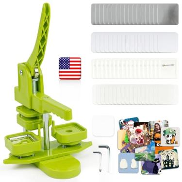Imagem de Happizza Máquina Para Fazer Botões Quadrados, De Alfinetes Sem Instalação 50 Mm/1,97 Pol., Prensa Crachás Em Formato Quadrado Com 100 Peças Suprimentos, Kit Faça Você Mesmo