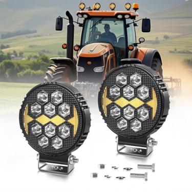 Imagem de CO LIGHT Luzes De Trator 4" Pod, Holofote Led 12 V, 15000 Lm Ip68, Holofotes Auxiliares Trabalho Branco Âmbar Para Caminhão, Suv, Quadriciclo, Barco, Carro, 2 Peças