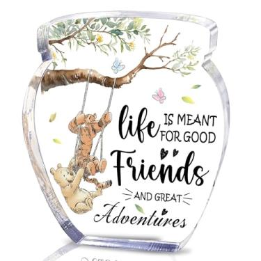 Imagem de TAGDANK Decoração De Mesa Acrílico Em Formato Pote Mel, Presentes Inspiradores Da Amizade Do Ursinho Pooh Para Mulheres, Com Placa Citações Pooh, Aniversário, Formatura, Melhor Amiga, Mãe, Irmã - 04