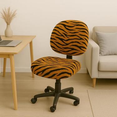 Imagem de Capa para Cadeira executiva sem braço estética Escritório pelúcia Pelo Curto (TIGRE)