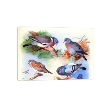 Imagem de Animais Pinturas Famosas Arte Parede-Fotos Lona para Sala de Estar-Quatro pássaros-Pôster e Imprimir Decoração 50x70cm20x27in Tela Embrulhada