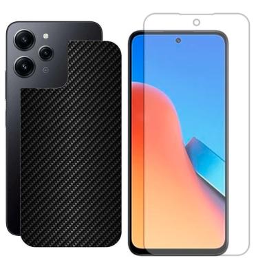Imagem de Película Hidrogel + Adesivo Fibra De Carbono Para Xiaomi Redmi 12 - Preta