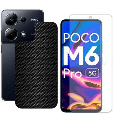 Imagem de Película Hidrogel + Adesivo Fibra De Carbono Para Xiaomi Poco M6 Pro - Preta