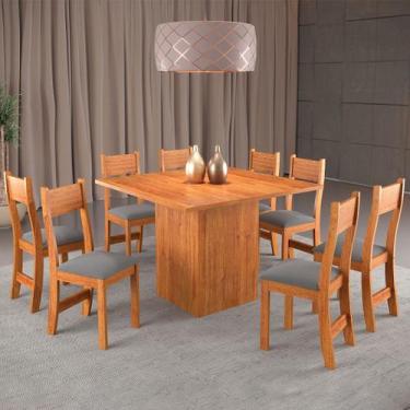 Imagem de Mesa de Jantar 8 Lugares Alexa Mel/Veludo Cinza 26186 - Pnr Móveis, Ci