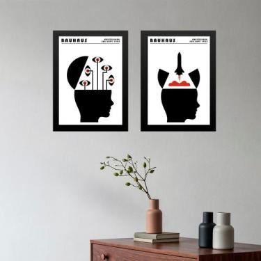 Imagem de Kit 2 Quadros Bauhaus Psicologia - Mente 33x24cm - com vidro - Quadros