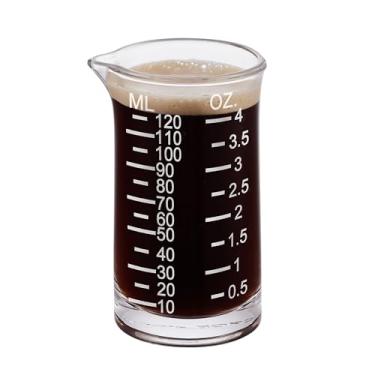 Imagem de Copo medidor de escala de gravura Ackers Shot Glass 120 ml, líquido pesado, alto expresso, bico em forma de V