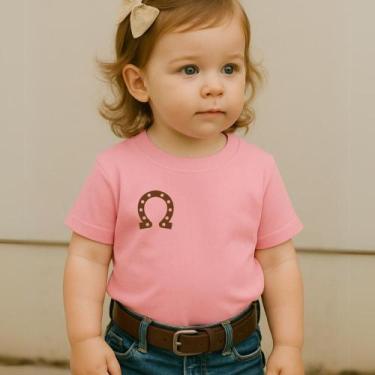 Imagem de Camiseta Infantil Blusa Feminina Country Estampa Ferradura Modinha Men